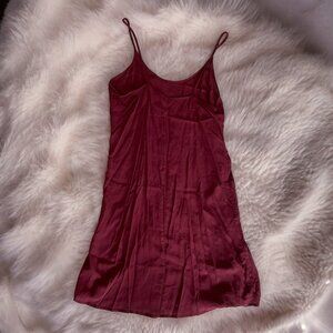 Short Burgundy Slip Dress Breathable Rayon Tank Straps